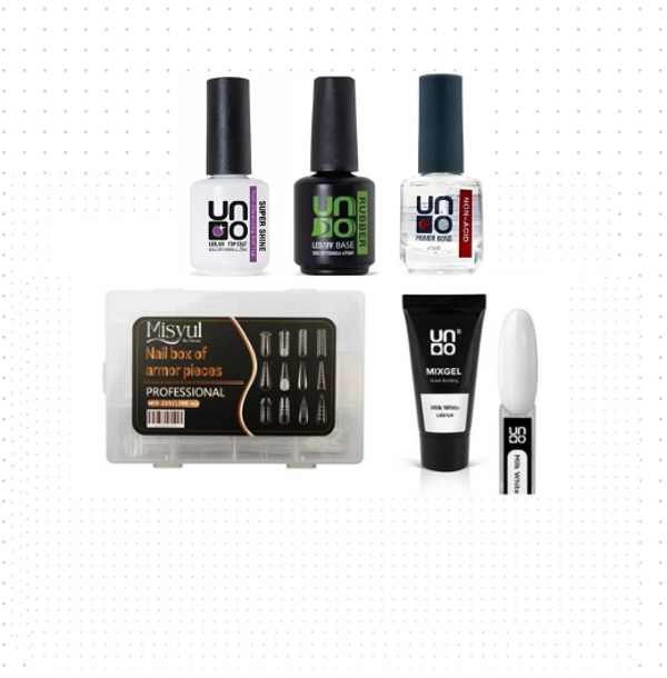 Fontenay Uno Poly Jel MilkWhite 30G+Protez Tırnak Tips Üst Form Jel Tips +BaseCoat-TopCoat-Primer - Image 1