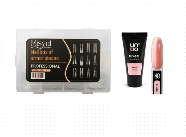 Fontenay Uno Poly Jel Nude LED/UV Quick Building 30G + Protez Tırnak Tips ÜstForm Jel Tips 12 Farklı - Image 1