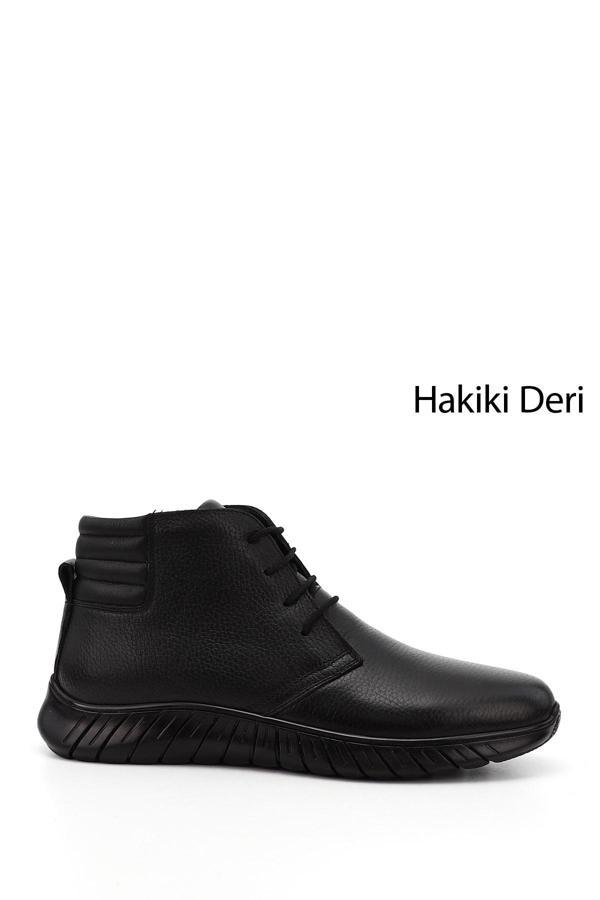 Erkek Siyah Fermuarlı Hakiki Deri Outdoor Bot - Image 1