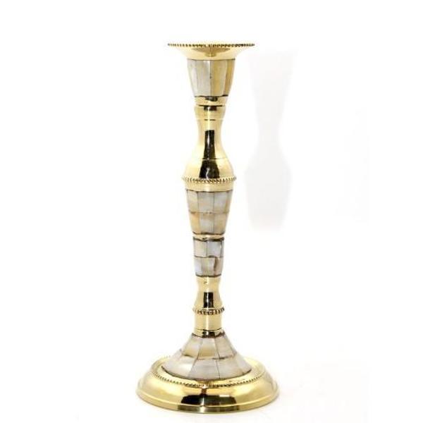 Büro Ev Ofis Dekoru için Tekli Sedefli Pirinç Şamdan - Image 1