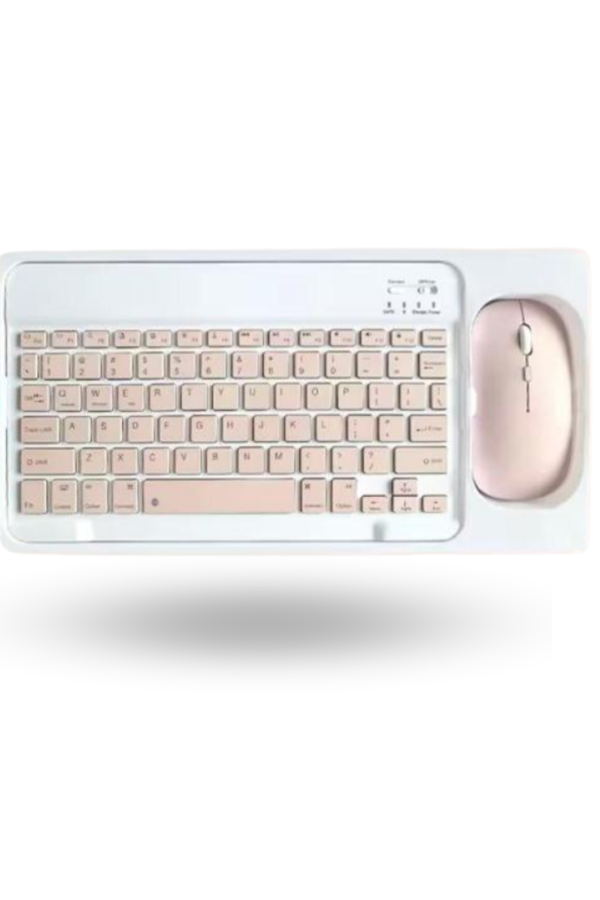 Büro Ev Ofis Bilgisayarı için Kablosuz Pembe Bluetooth Klavye Mouse Seti - Image 1