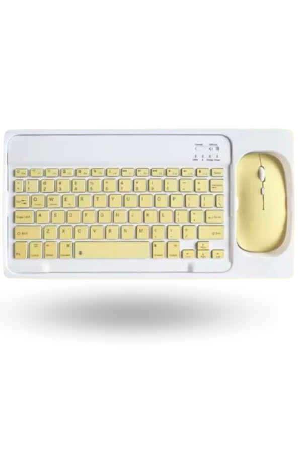 Büro Ev Ofis Bilgisayarı için Kablosuz Sarı Bluetooth Klavye Mouse Seti - Image 1