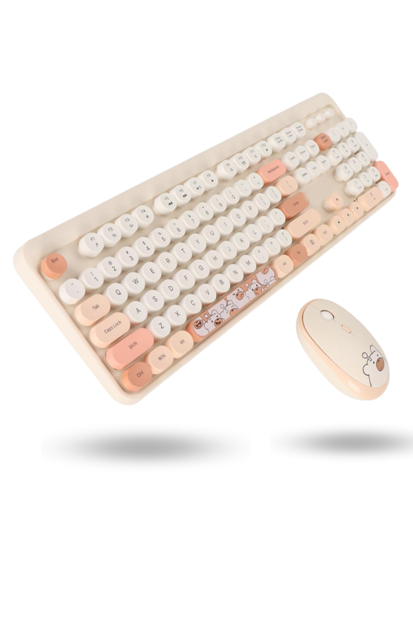 Büro Ev Ofis Bilgisayarı için Sevimli Ayıcık Soft Klavye Mouse Seti - Image 1