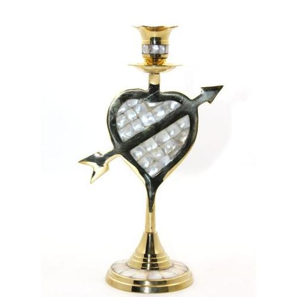 Büro Ev Ofis Dekoru için 20CM Tekli Sedefli Pirinç Şamdan - Image 1