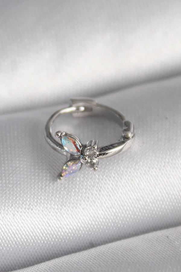 316L Çelik Gümüş Renk Zirkon Taşlı Kelebek Model Tragus Piercing - Image 1