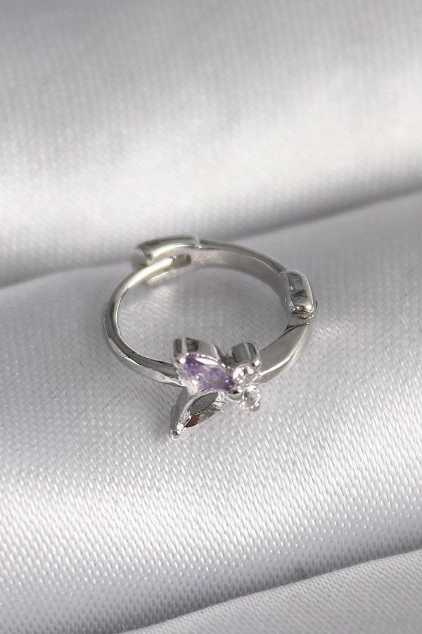 316L Çelik Gümüş Renk Zirkon Taşlı Kelebek Model Tragus Piercing - Image 1