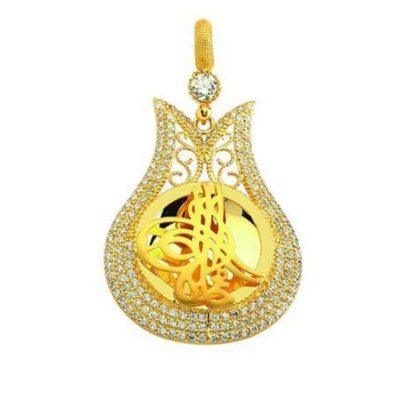 Tuğralı Lale Kolye Ucu 7.20 Gram 14 Ayar Altın - Image 1