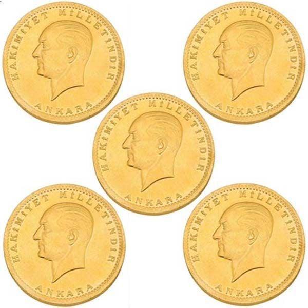 22 AYAR YENİ TARİHLİ CUMHURİYET 5'Lİ PAKET ATA LİRA ALTIN - Image 1