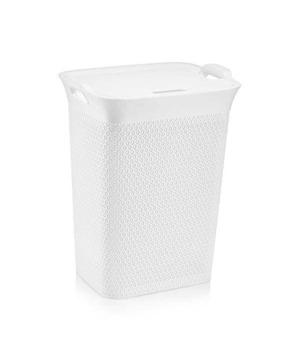 Omnipazar SY-4630 Plastik Safir Kirli Çamaşır Sepeti 55 lt Beyaz - Image 1