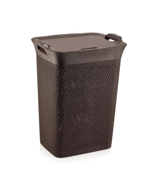 Omnipazar SY-4630 Plastik Safir Kirli Çamaşır Sepeti 55 lt Kahverengi - Image 1