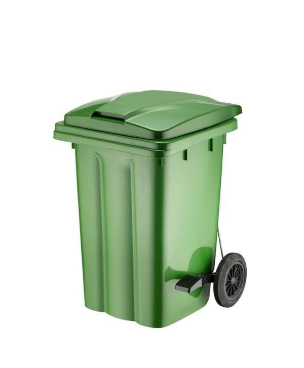 Omnipazar SY-6504 Pedallı Tekerlekli Kapaklı Çöp Konteyneri 80 lt Yeşil - Image 1