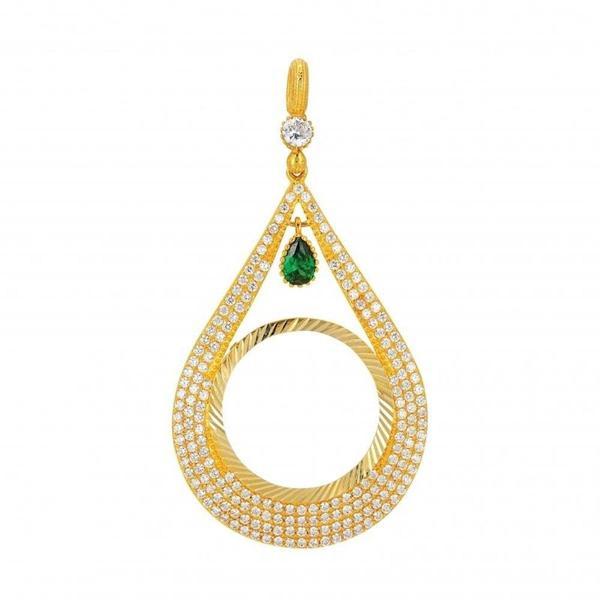 Çerçeve Kolye Ucu Damla Model 6.25 Gram 14 Ayar Altın - Image 1