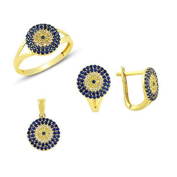 Sosyete gözlü üçlü set 5.75 Gram 14 Ayar Altın - Image 1