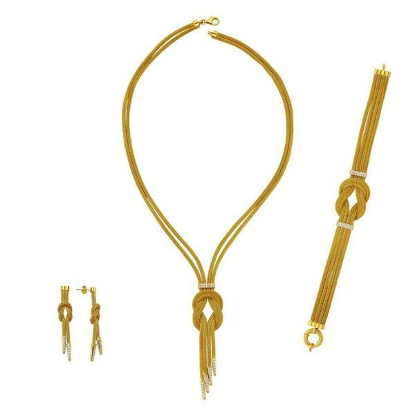 22 Ayar Düğümlü Set Takımı Taşlı 73.00 Gram - Image 1