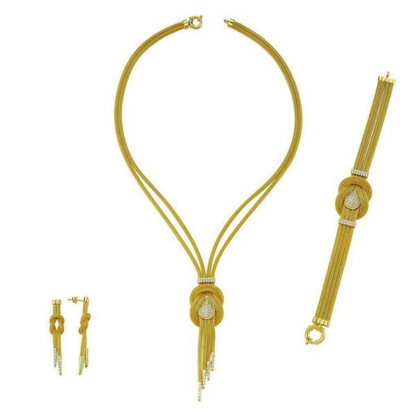 22 Ayar Düğümlü Set Takımı Badem Model 75.00 Gram - Image 1
