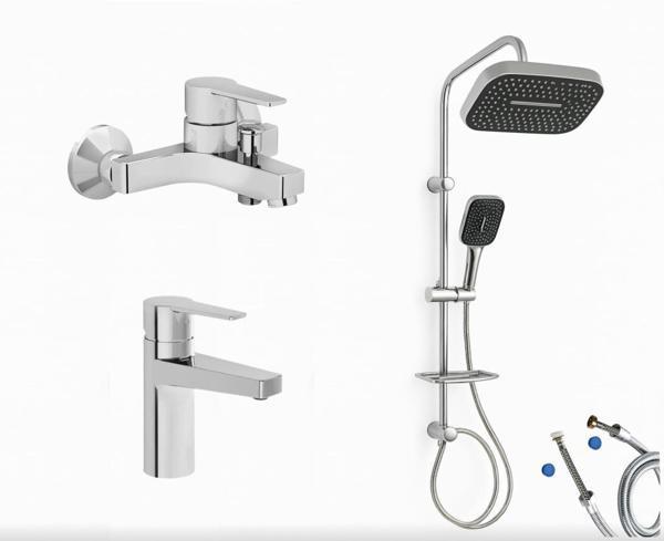 Artema Nora S Banyo Bataryası + Nora S Lavabo Bataryası + Doppo Prime Lux Tepe Duş Sistemi - Image 1