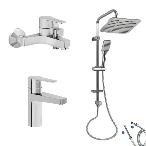 Artema Nora S Banyo Bataryası + Nora S Lavabo Bataryası + Doppo Siena Lux Tepe Duş Sistemi - Image 1