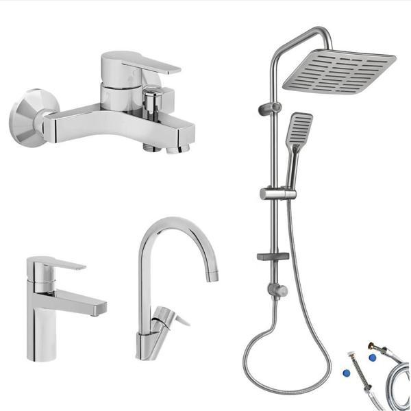 Artema Nora S Banyo Bataryası + Lavabo Bataryası + Eviye Bataryası + Doppo Siena Lux Tepe Duş Sistemi - Image 1