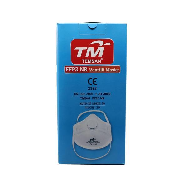 TM Temsan Beyaz Ventilli FFP2 NR Toz İş Güvenlik Sanayi Boya Konik Maske - 20 Adetlik Paket  - Image 1