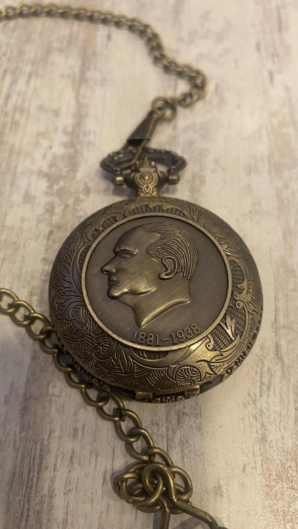 Atatürk Kabartmalı Cep Saati Köstekli Saat - Image 1