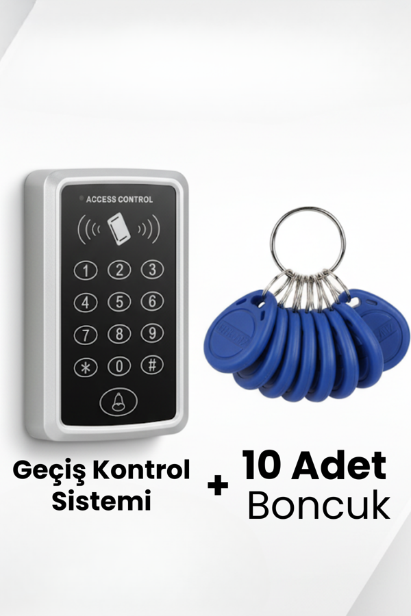 Rfıd Şifreli Kapı Kilidi Şifreli ve Kartlı Geçiş Sistemi Kartlı Geçiş Kontrol Sistemi 10Boncuklı - Image 1