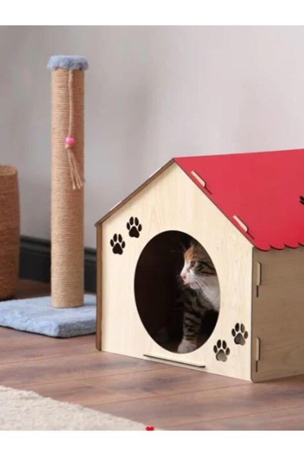 Ahşap Demonte Kedi Evi Evcil Hayvan Yuvası - Image 1