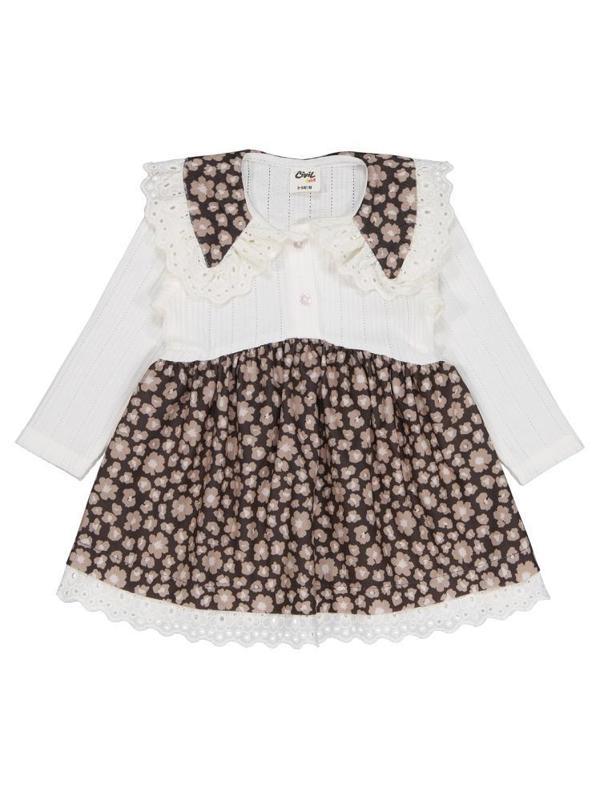 Civil Baby Çiçek Baskılı 6-18 Ay Elbise - Bej9-12 Ay - Image 1