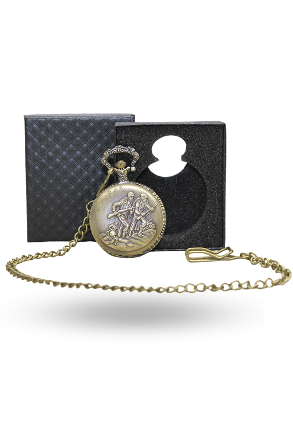 Büro Ev Ofis Hediyesi için Kutulu Antik Asker Figür Köstekli Saat - Image 1