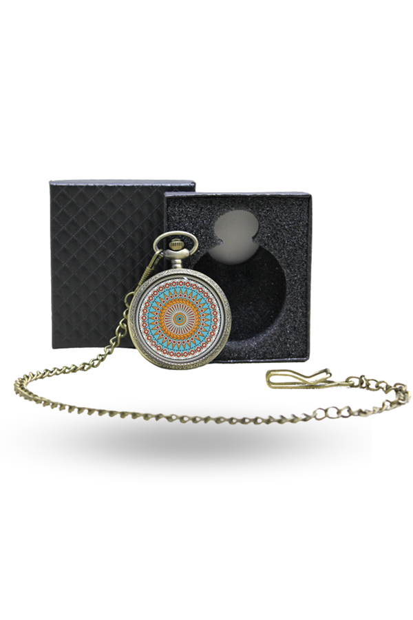 Büro Ev Ofis Hediyesi için Kutulu Antik Mandala Figür Köstekli Saat - Image 1