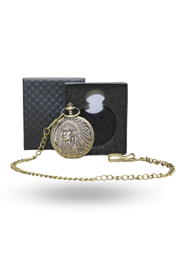 Büro Ev Ofis Hediyesi için Kutulu Antik Kızılderili Figür Köstekli Saat - Image 1