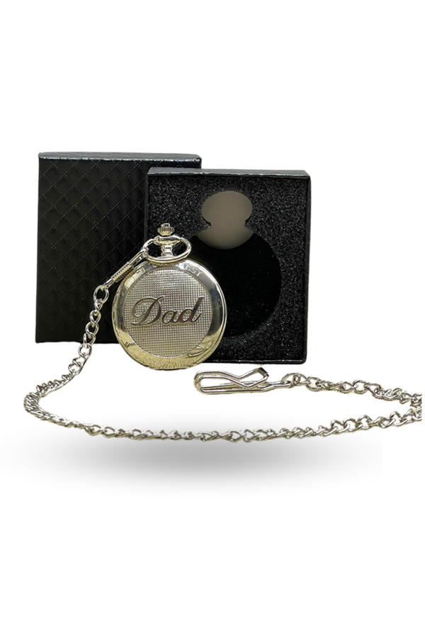 Büro Ev Ofis Hediyesi için Kutulu Silver Dad Yazılı Köstekli Saat - Image 1