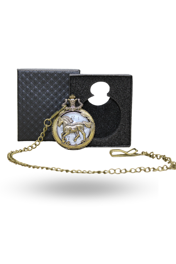 Büro Ev Ofis Hediyesi için Kutulu Antik At Motif Köstekli Saat - Image 1