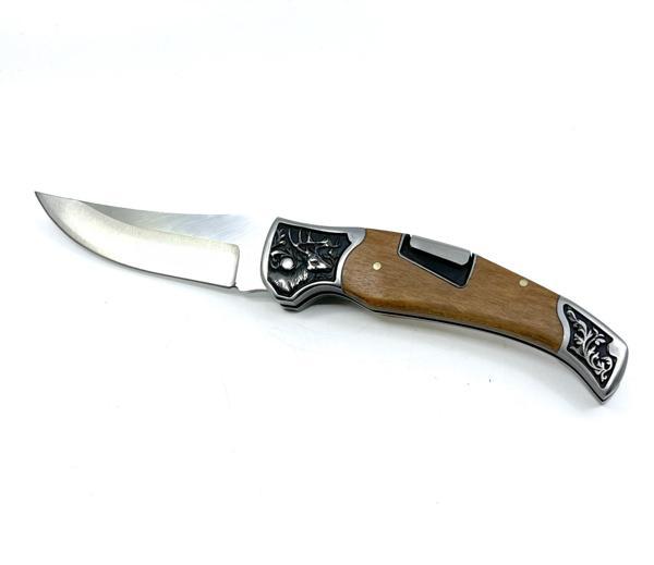 Full Rivet Çakı Geyik Gravürlü Zeytin Ağacı Sap - Image 1