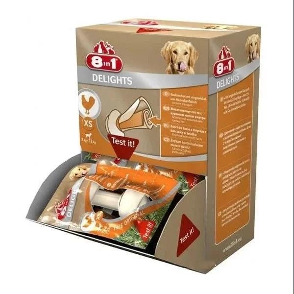 8 in 1 Delights Tavuklu Köpek Ödül Kemiği Xsmall 1 Adet - Image 1