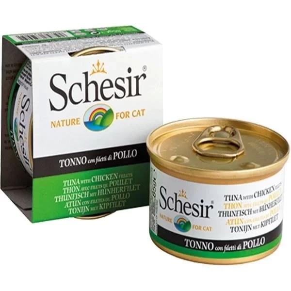 Schesir Ton Balıklı ve Tavuklu Jöleli Konserve Kedi Maması 85 Gr - Image 1