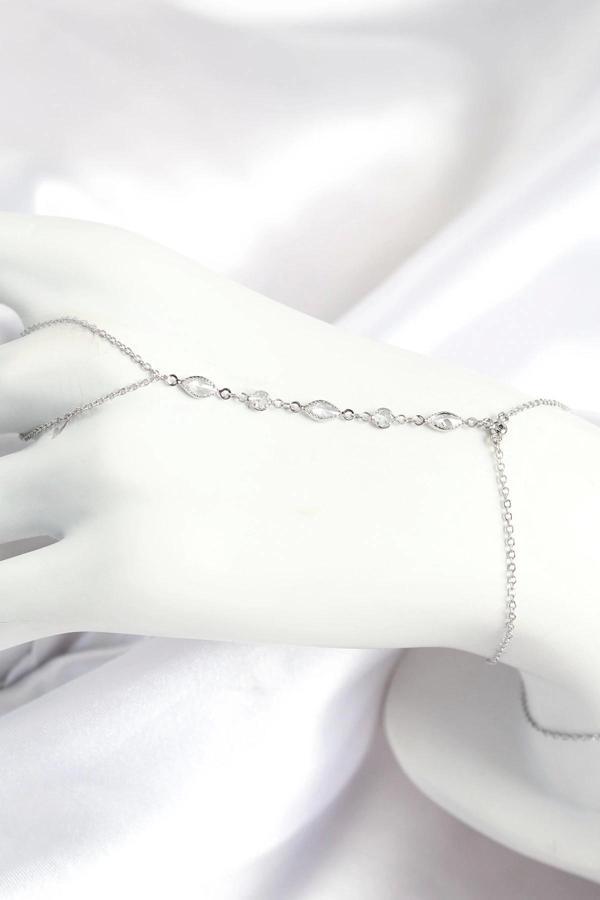 Pirinç Zirkon Taşlı Y Model Gümüş Renk Kadın Şahmeran - Image 1