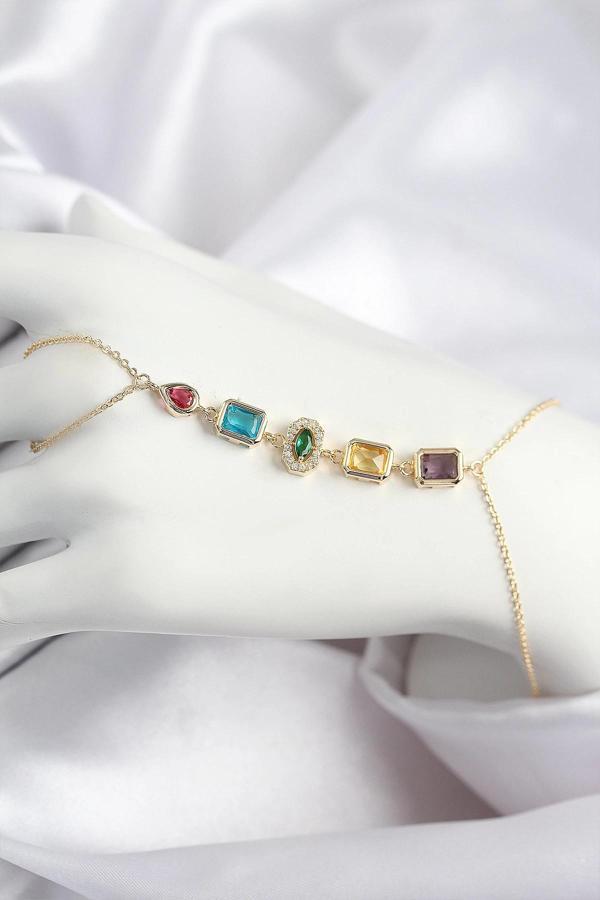 Pirinç Renkli Zirkon Taşlı Model Gold Renk Şahmeran - Image 1
