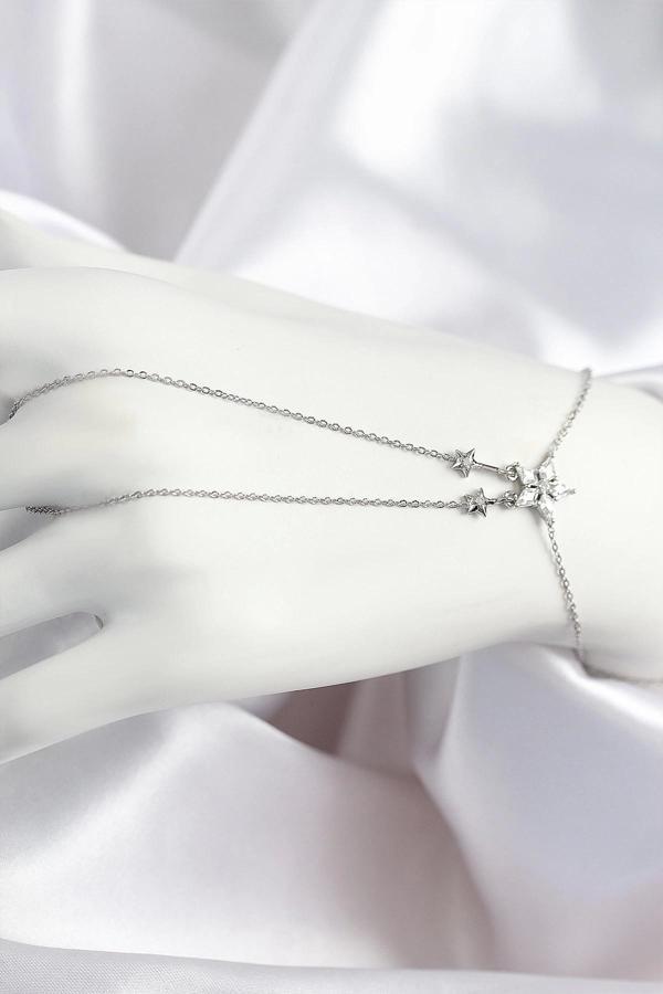 Pirinç Zirkon Taşlı Yıldız Model Gümüş Renk Şahmeran - Image 1