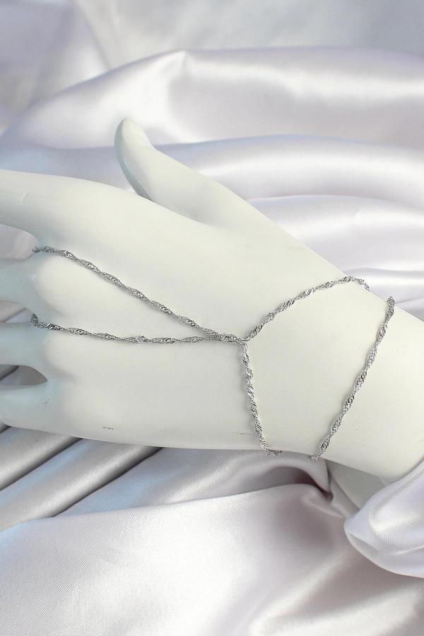 Pirinç Gümüş Renk Esnek Burgu Zincirli Şahmeran - Image 1