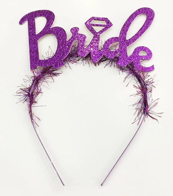 Mor Renk Bekarlığa Veda İtalik Yazı Alyanslı Bride Taç - Image 1