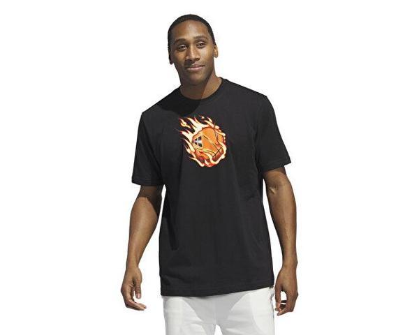 adidas On Fire G T Erkek Baketbol Tişörtü IX0107 Siyah - Image 1