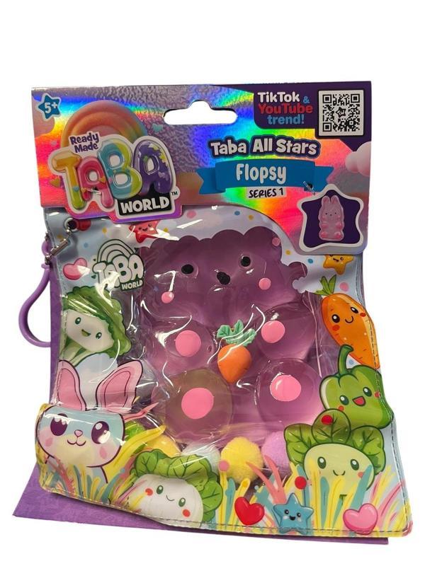 Taba World Flopsy Şeffaf Tavşan Squishy Oyuncak Seri 1 Pom Pomlu ve Anahtarlıklı - Image 1