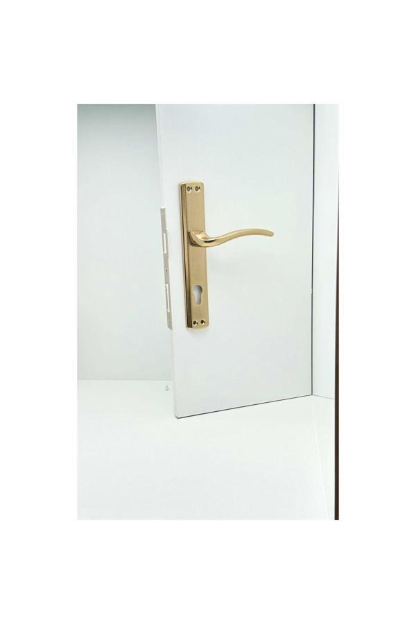 Özen Trim Titanyum Lüx Aynalı Yale Çelik Kapı Kolu Sol Basar Tek Yön - Image 1