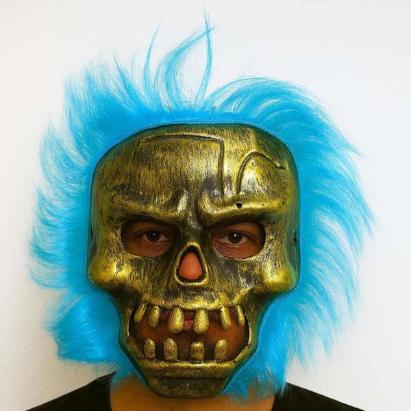 Wild Skull - Bakır Kafatası Turkuaz Saçlı İskelet Maske - Image 1