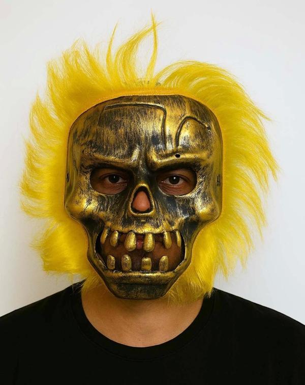 Wild Skull - Bakır Kafatası Sarı Saçlı İskelet Maske - Image 1
