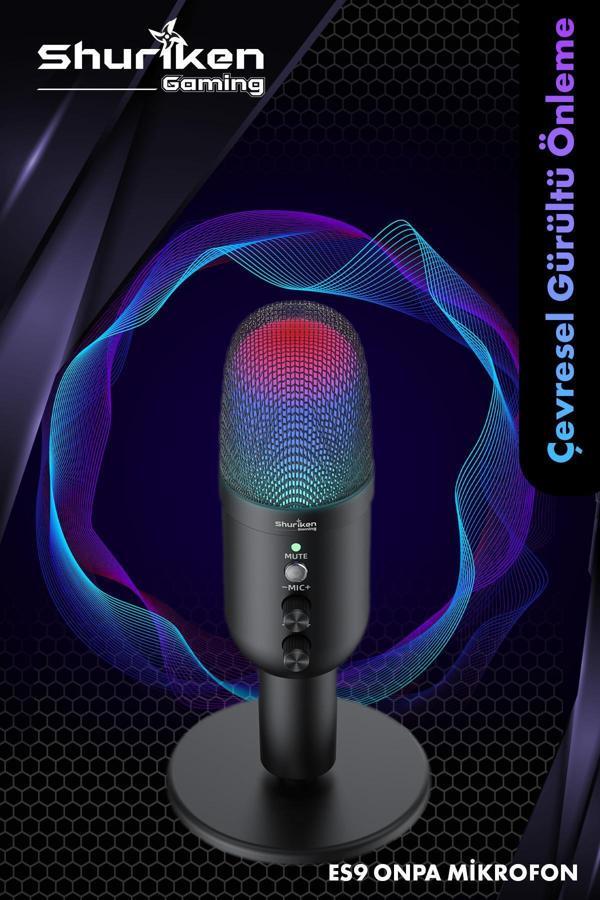 Shuriken Es9 Onpa Rgb Profesyonel Oyuncu Yayıncı Mikrofonu Masa Standı Masa Tutacağı Filtresi - Image 1