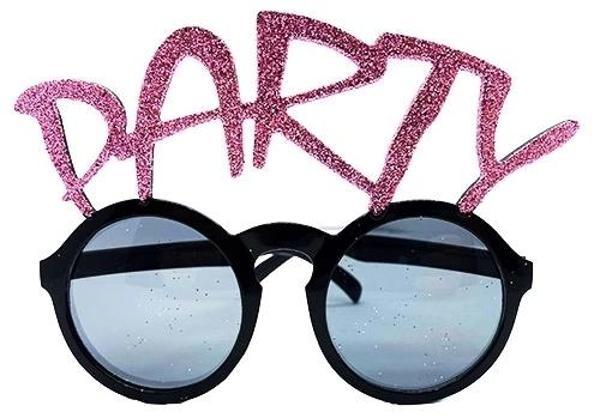 Party Yazılı Simli Pembe Renk Parti Gözlüğü 15x7 Cm - Image 1