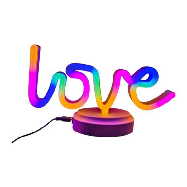 Neon Işıklı Love Yazılı Masa Gece Lambası Pil ve Usb - Image 1
