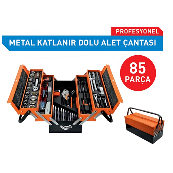 SONMİX METAL KATLANIR DOLU ALET ÇANTASI 85 PARÇA - Image 1