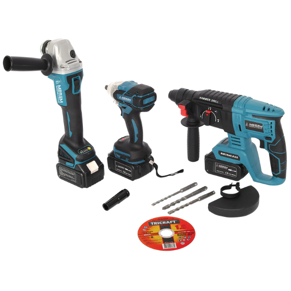 MEŞEM AKÜLÜ 3 LÜ SET(TAŞLAMA+HİLTİ+SOMUN SIKMA) 5104 - Image 1